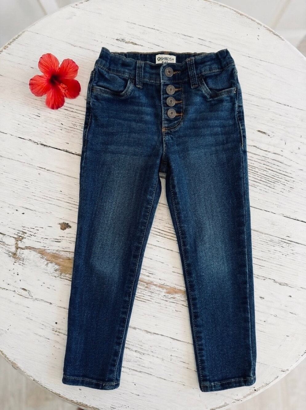 OshKosh Girls Four Buttons Skinny Jeans Like New Size 4 4T